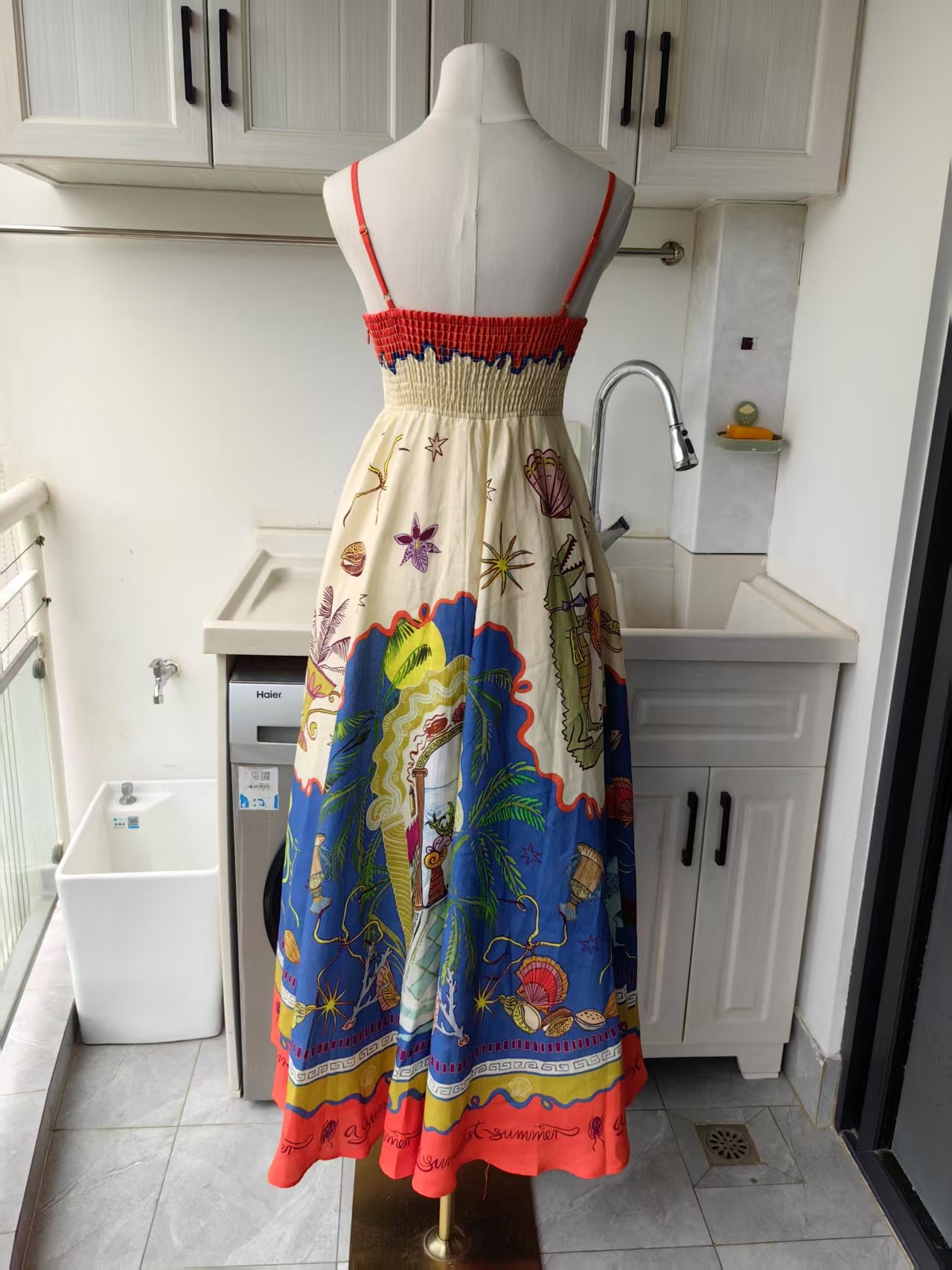 AM Surrealist summer linen midi dress