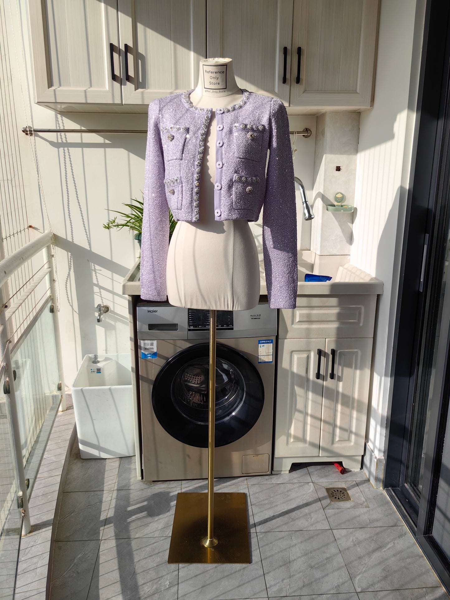 Sp Lilac Sequin Knit Cardigan & Pleated Mini Skirt
