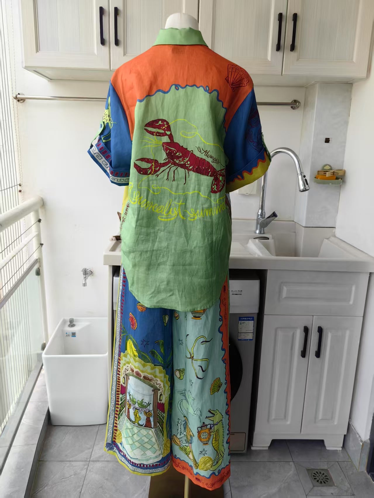 AM Surrealist summer linen shirt & pants