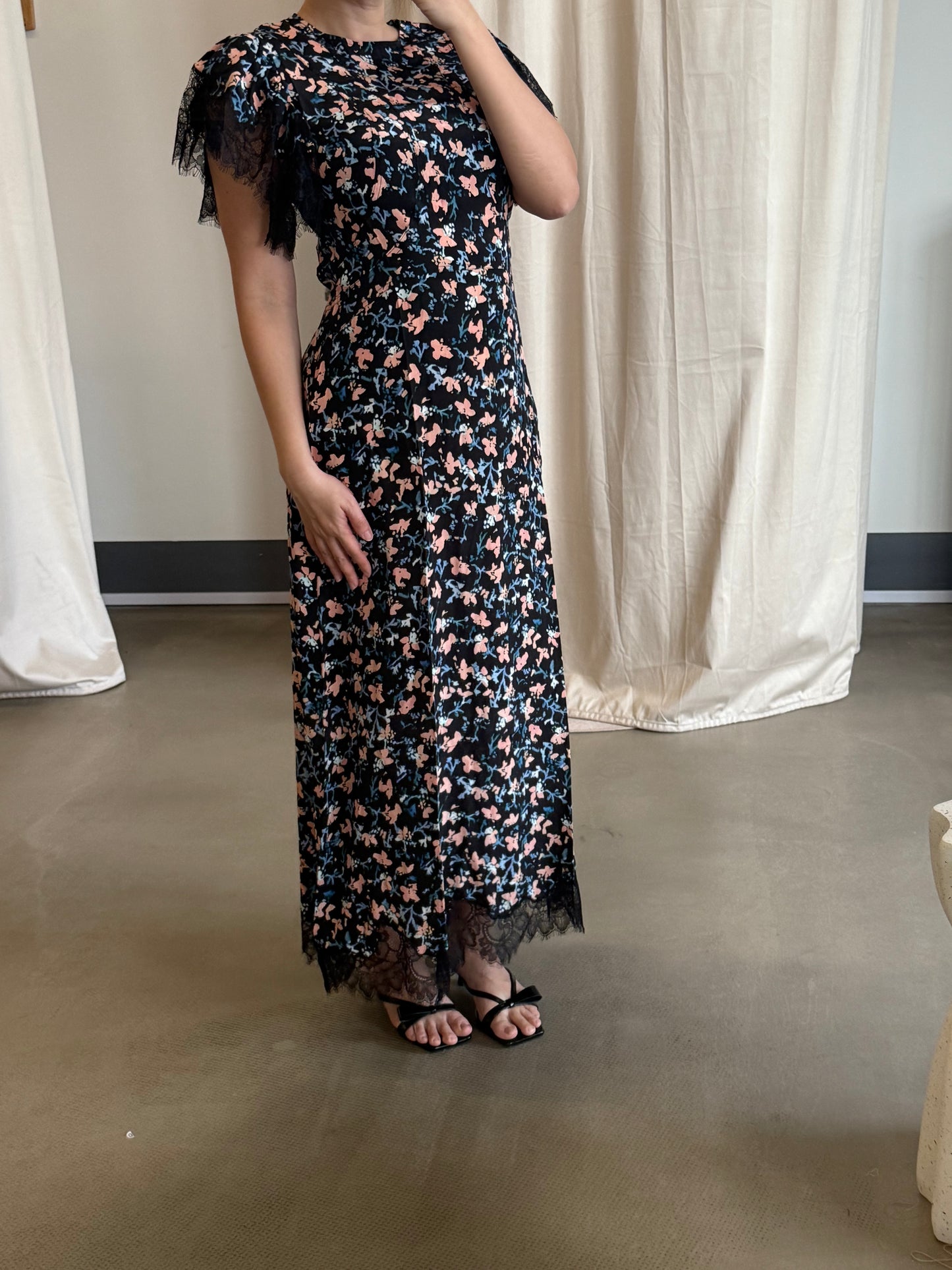 UJ Renee cape sleeve silk midi dress
