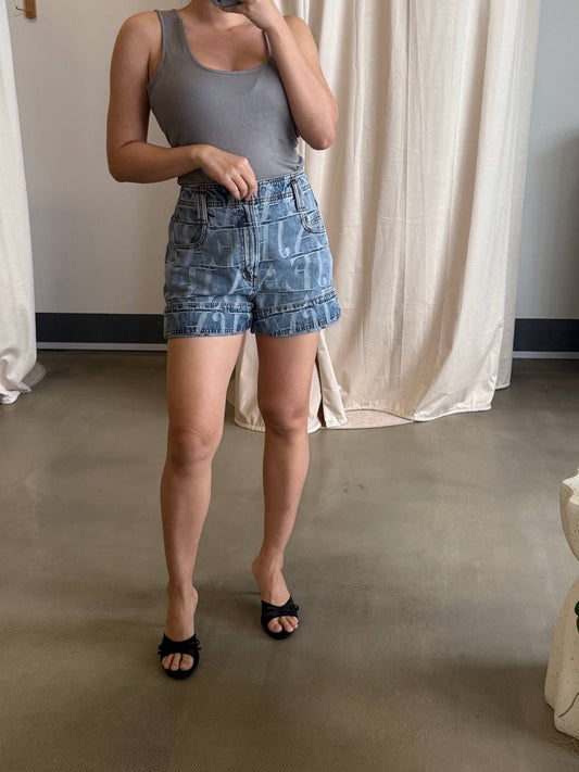 Back! AJ Nostalgia cotton denim shorts/ skirt / shirt