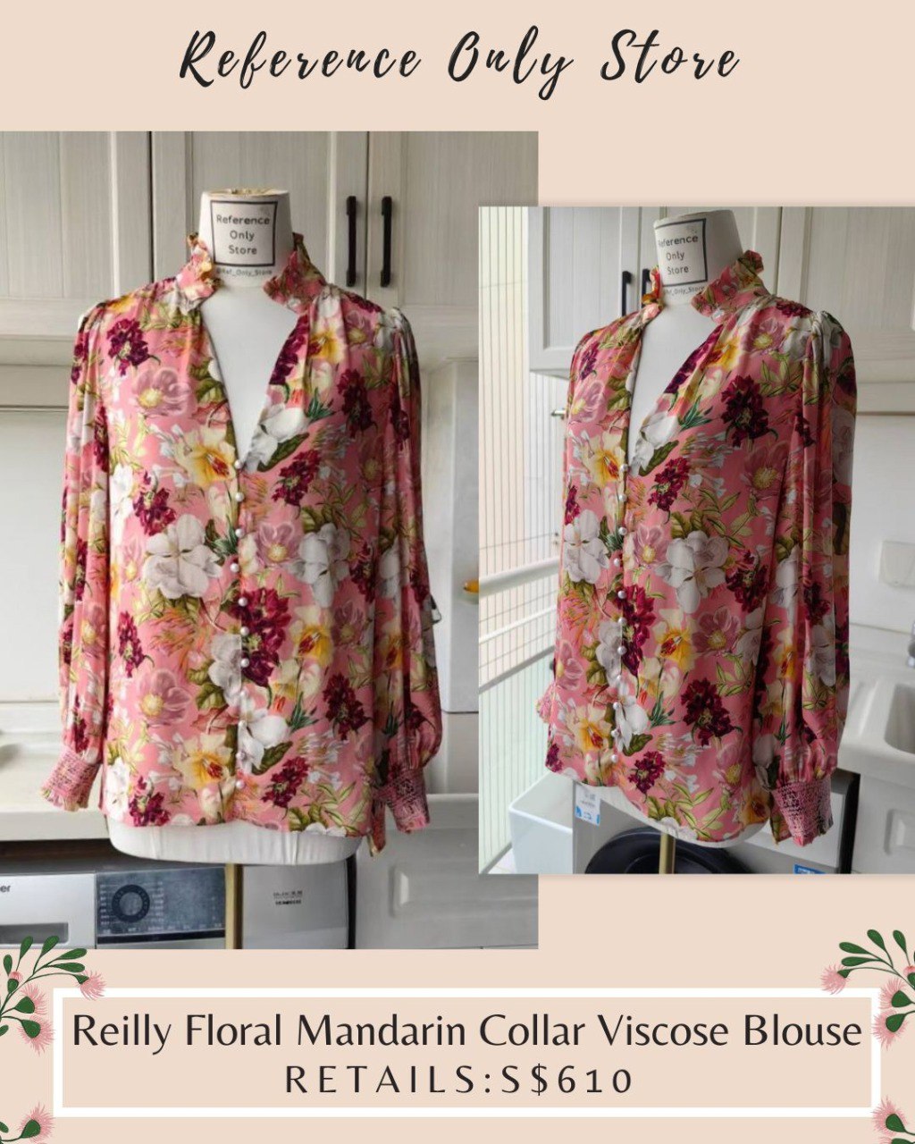 AO Reilly Floral mandarin collar viscose top