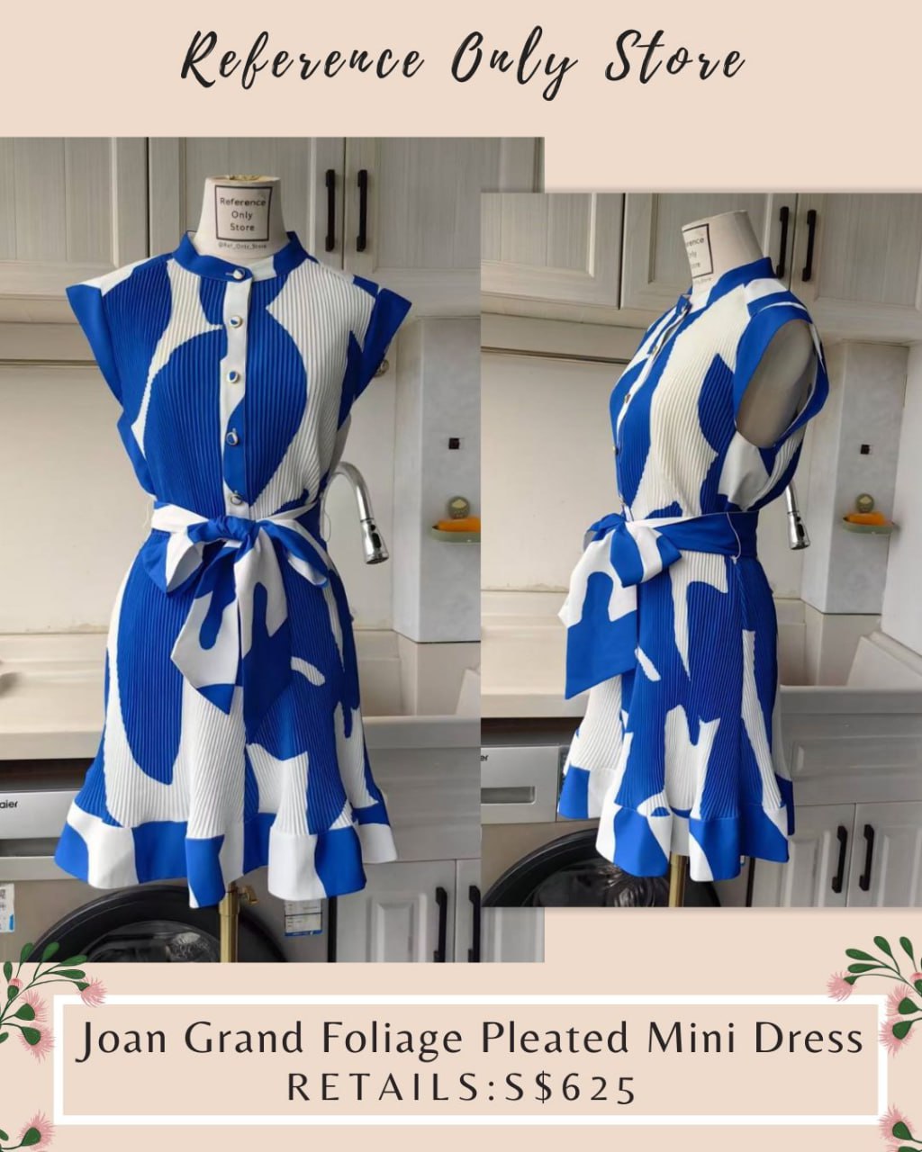 Restocked! ML Joan Grand Foliage Pleated Mini Dress