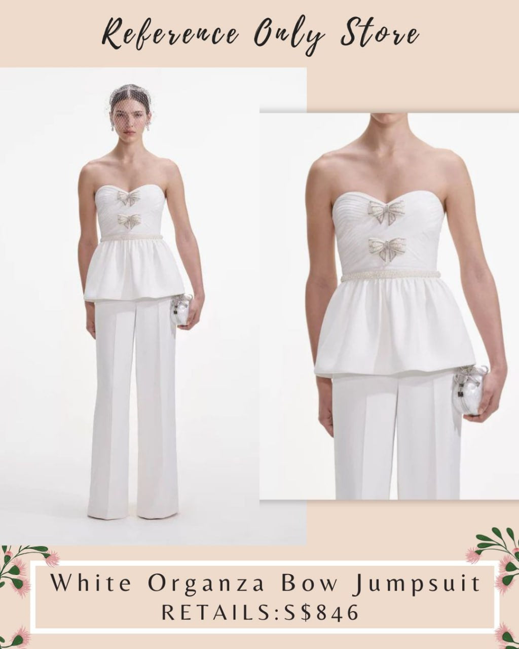 SP White organza bow jumpsuit