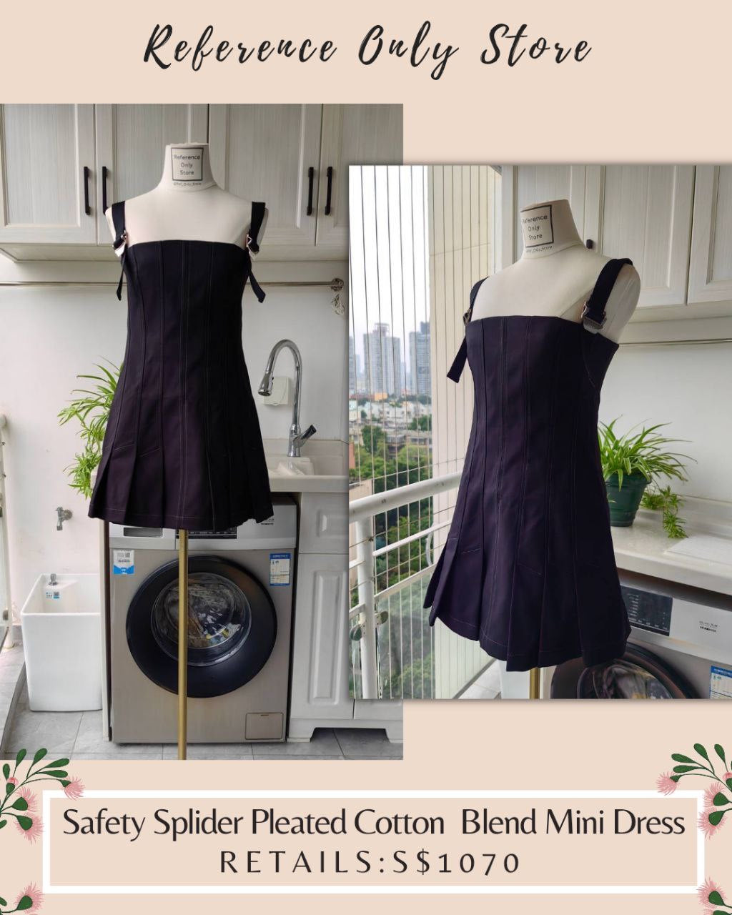 DL Safety Splider Pleated Cotton Mini Dress