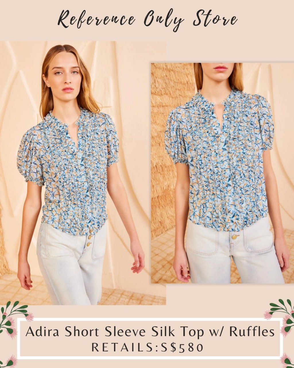UJ Adira Silk short sleeve Top w ruffles