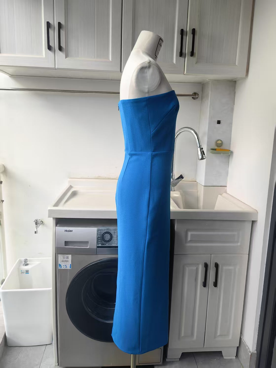 AP Strapless midi blue dress