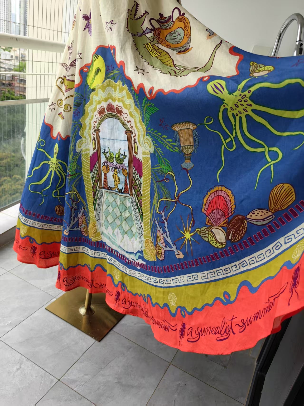 AM Surrealist summer linen midi dress