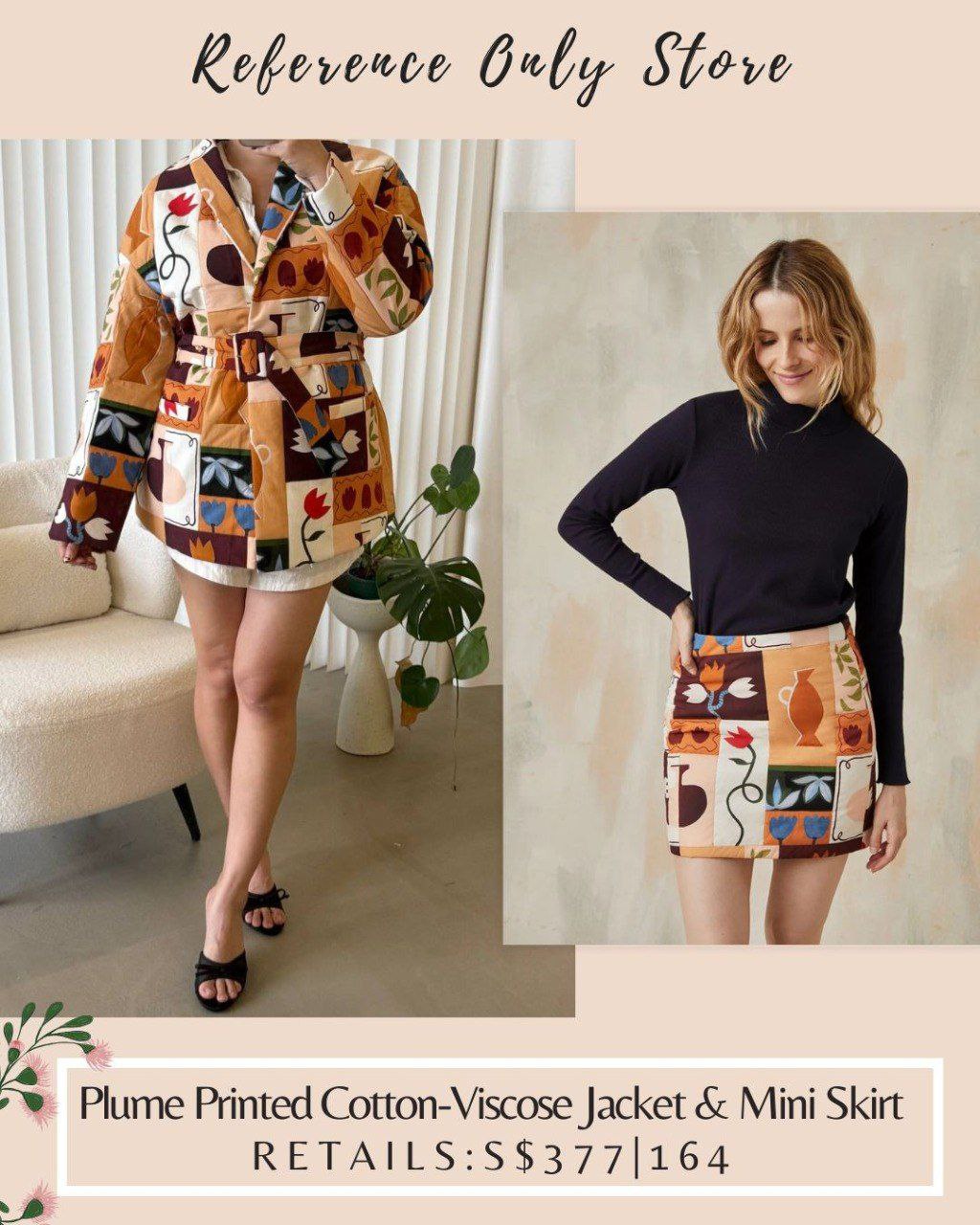 So Plume Printed cotton viscose jacket & mini skirt