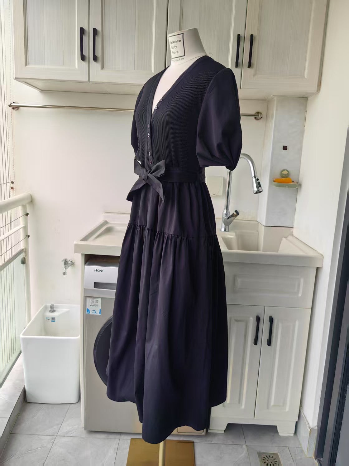 DL Natalia mixed media midi cotton dress
