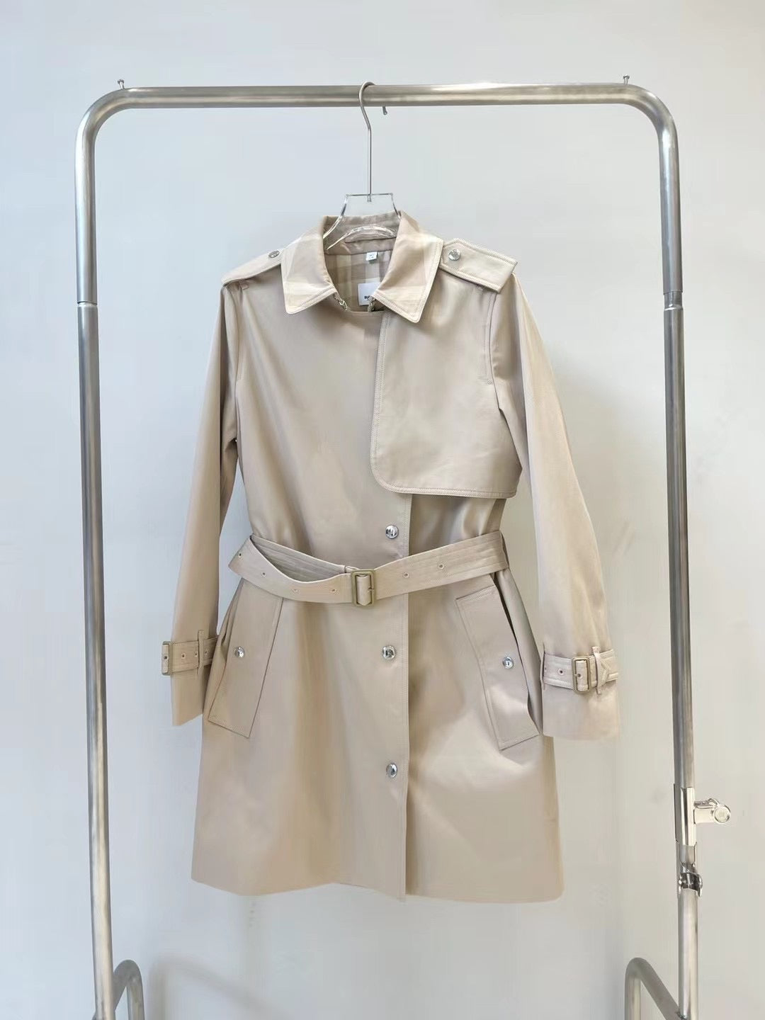 Last chance ! BBR Sandridge Check Lined Belted Short Trench Coat