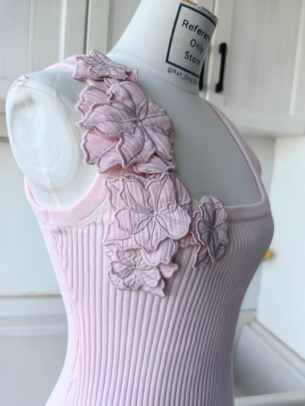 3 Colors! AJ Splendour flower knit viscose cotton blend tank top