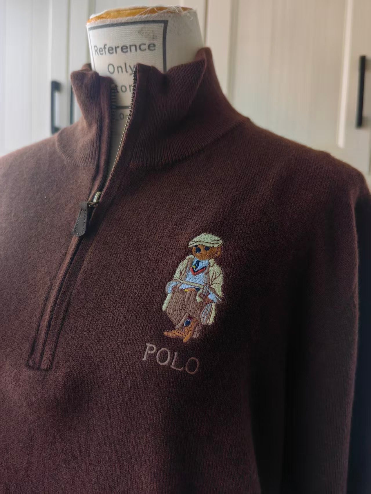 RL Men's polo bear quarter zip sweater