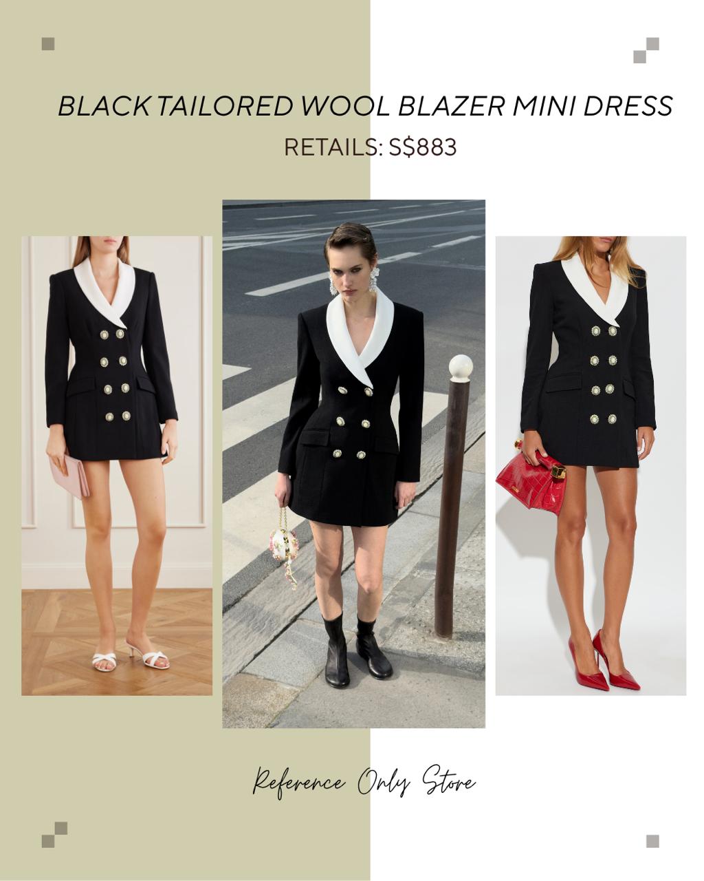 SP Black tailored wool blazer mini dress