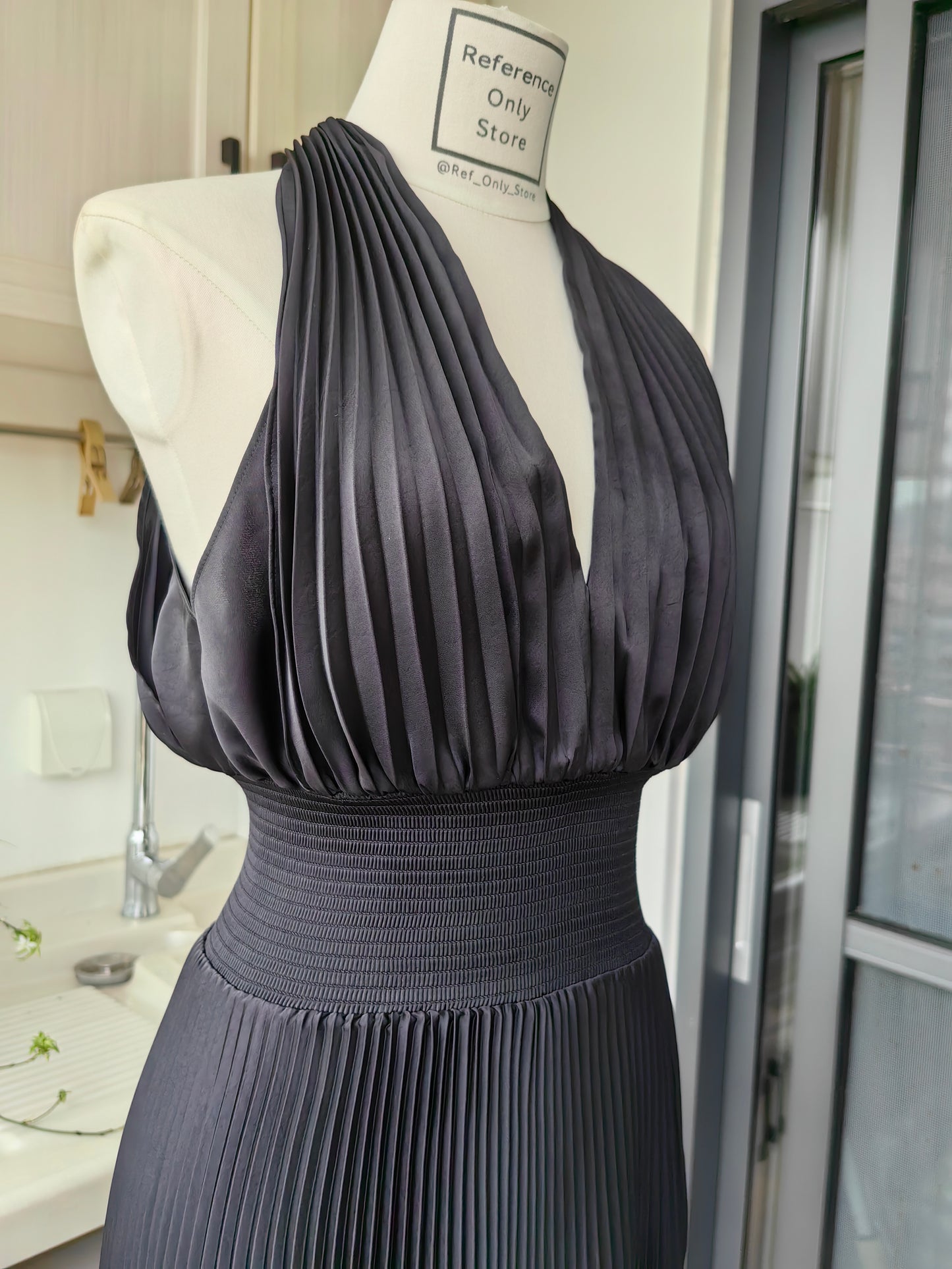 ALC Rose Satin Pleated Midi Dress