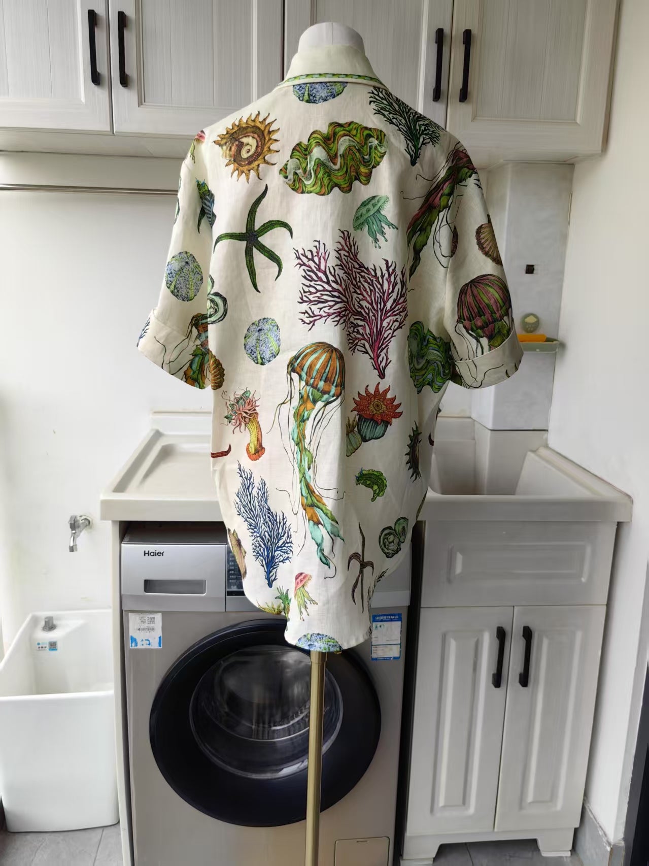AM Sea printed linen shirt & shorts