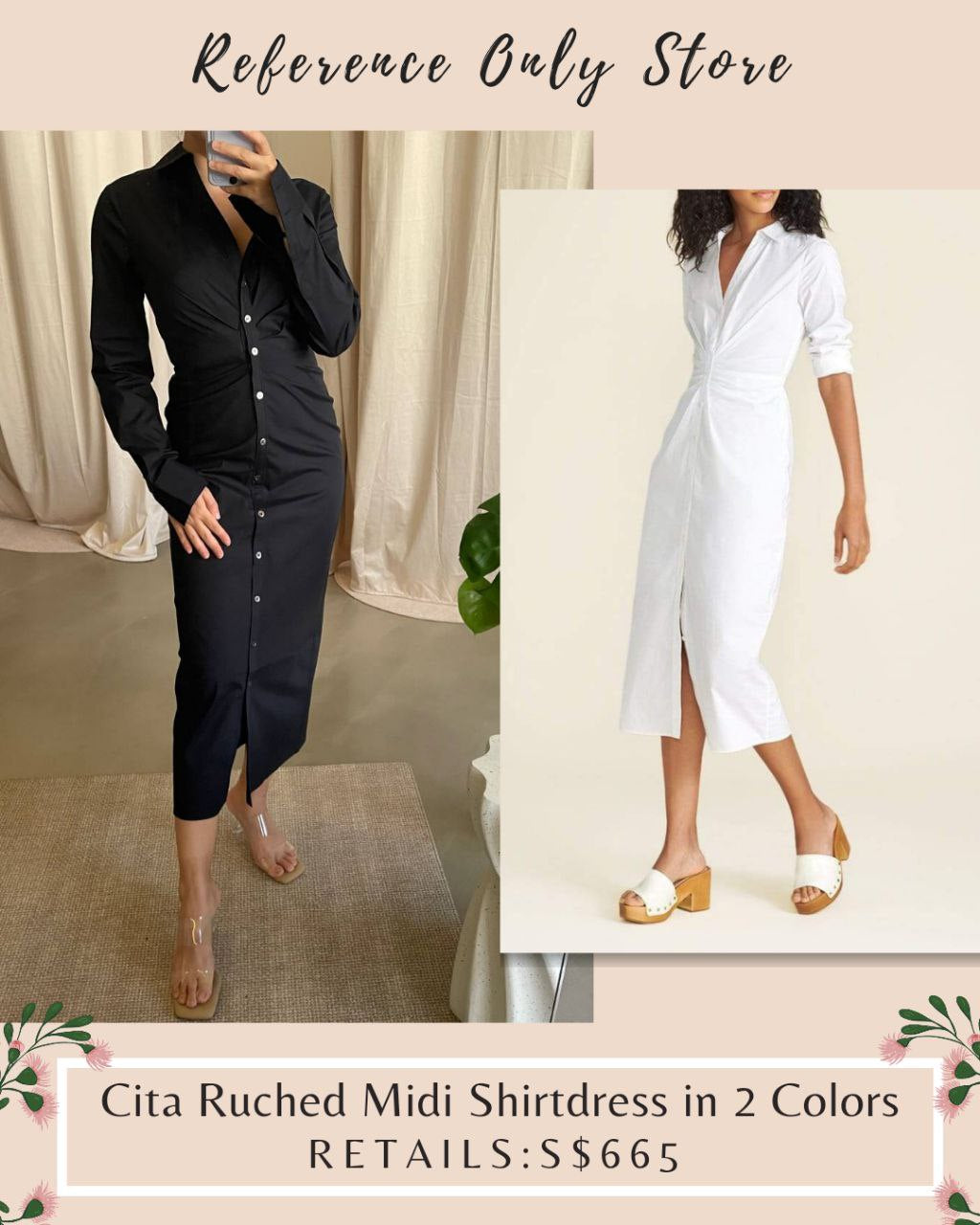 VB Cita Ruched Midi Shirt dress
