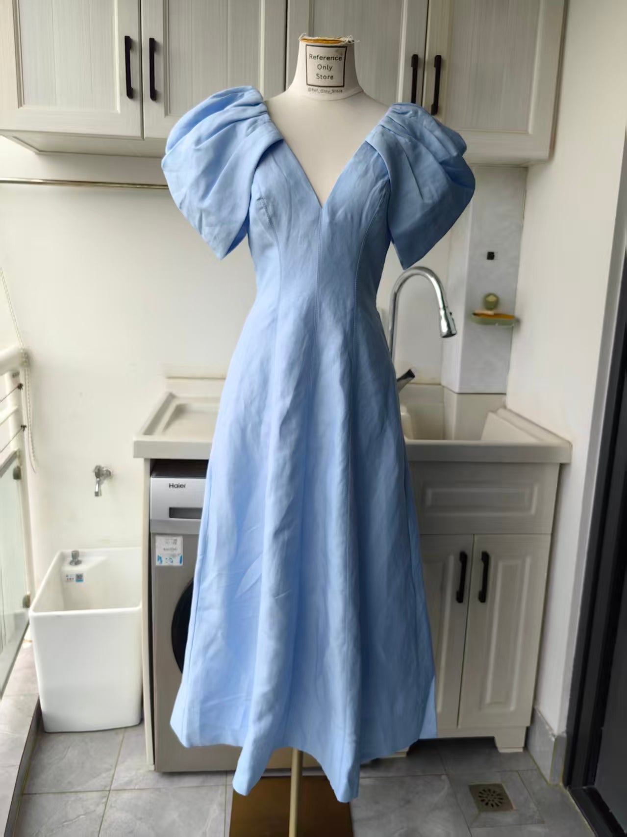 AJ Bisou viscose linen midi dress