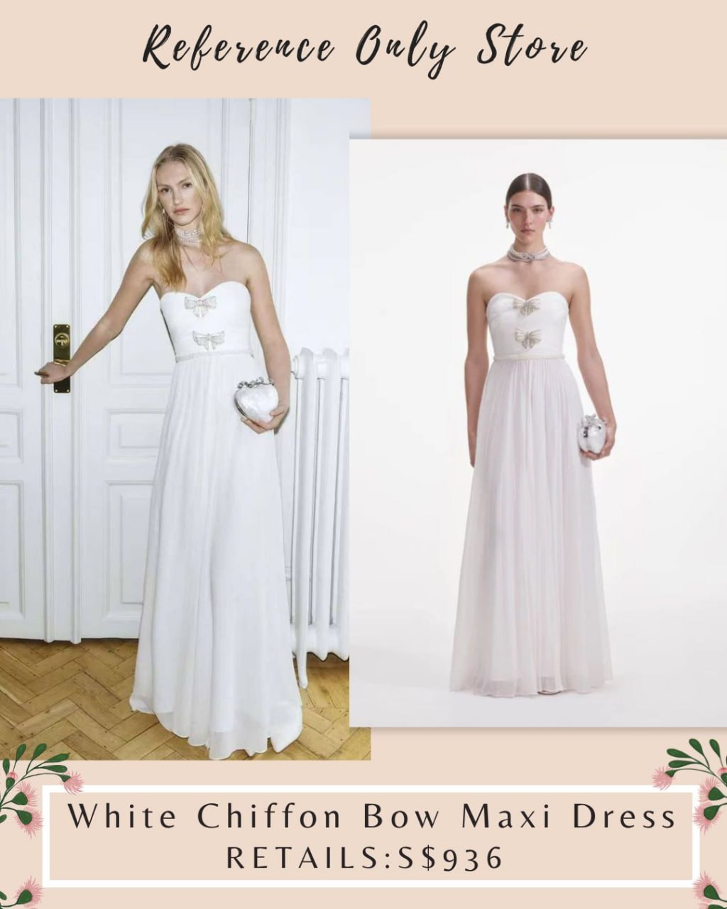 SP White chiffon bow maxi dress