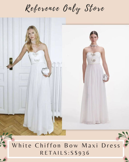 SP White chiffon bow maxi dress