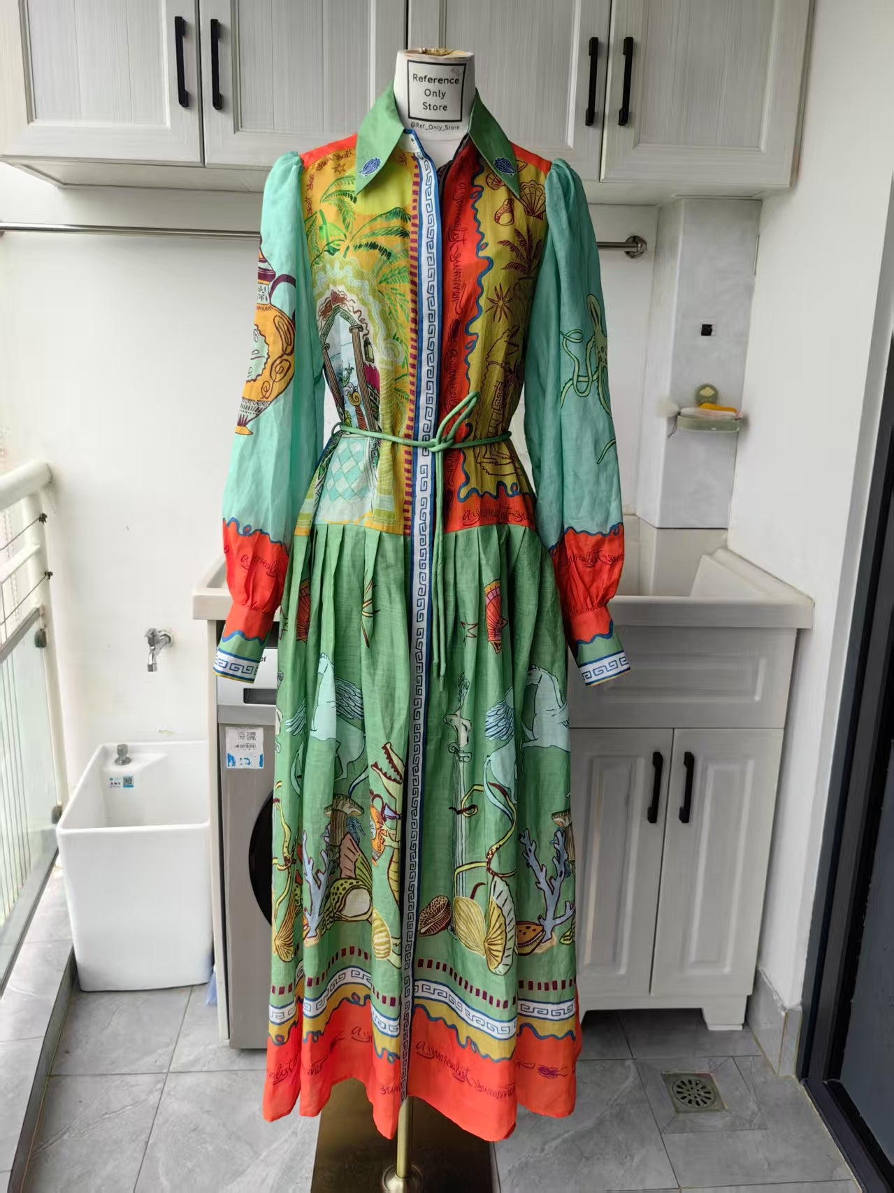 AM surrealist summer ramie shirt dress