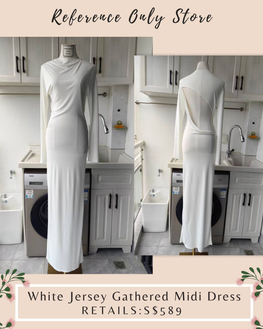 SP white jersey gathered maxi dress