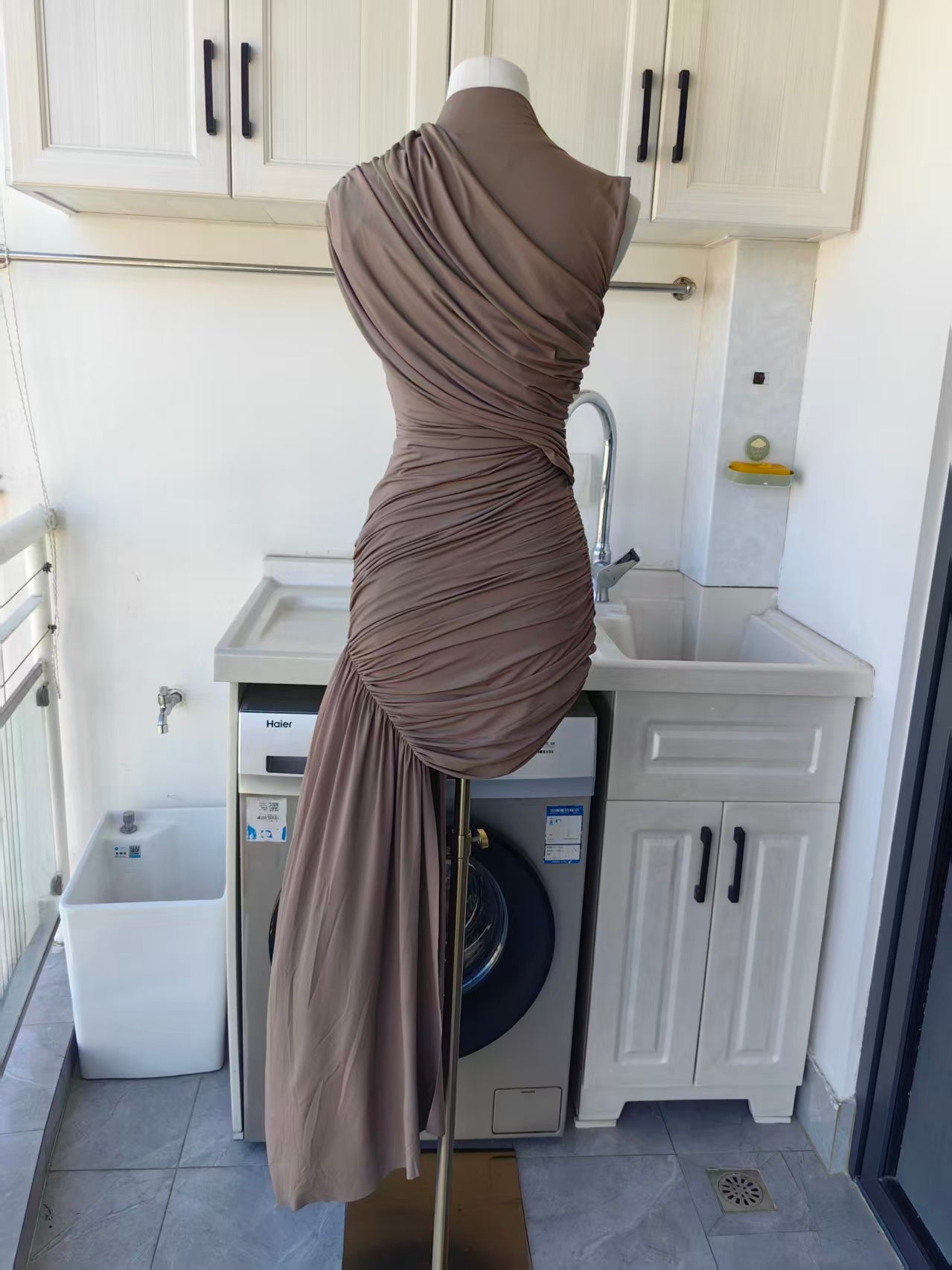 4 colors! DLV Ravenna Draped Viscose jersey mini dress