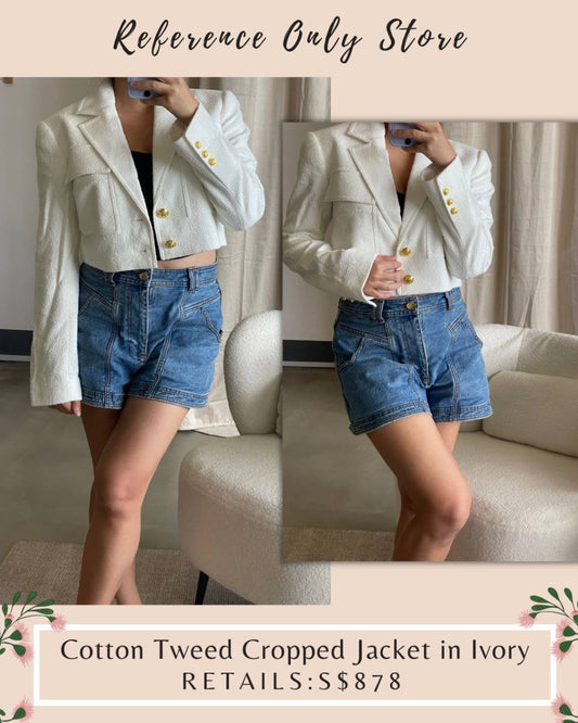 alc cotton tweed jacket and shorts in ivory