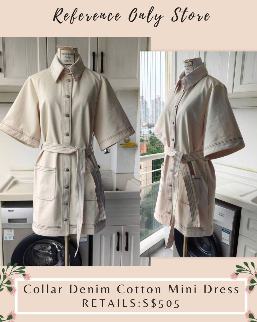 AM Collar Denim cotton mini dress