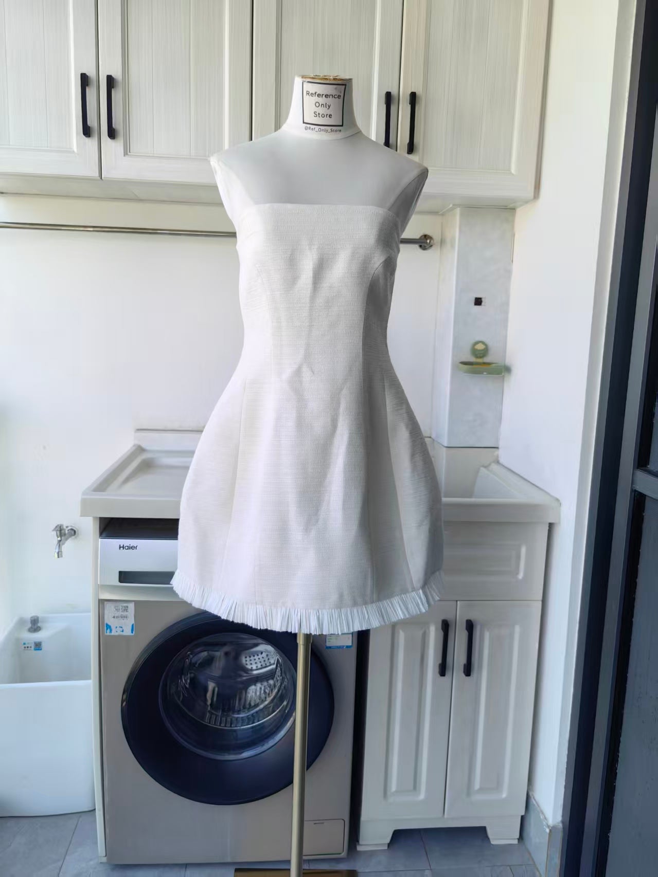 ALX White Cruz cotton blend mini dress