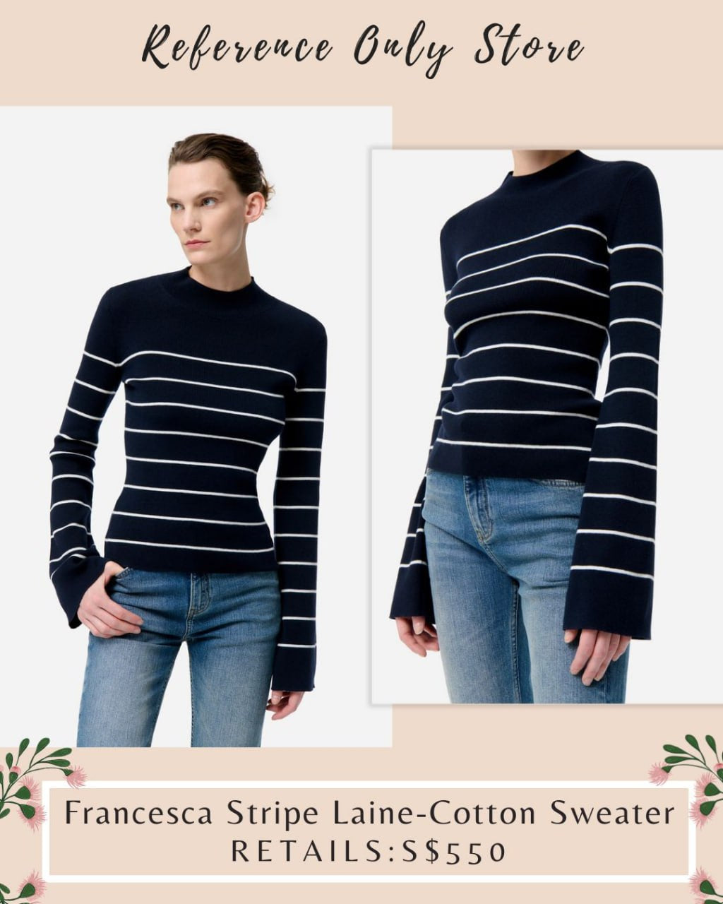 VB Francesca stripe wool cotton blend sweater