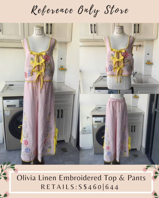 AM Olivia Linen Embroidered Top & Pants