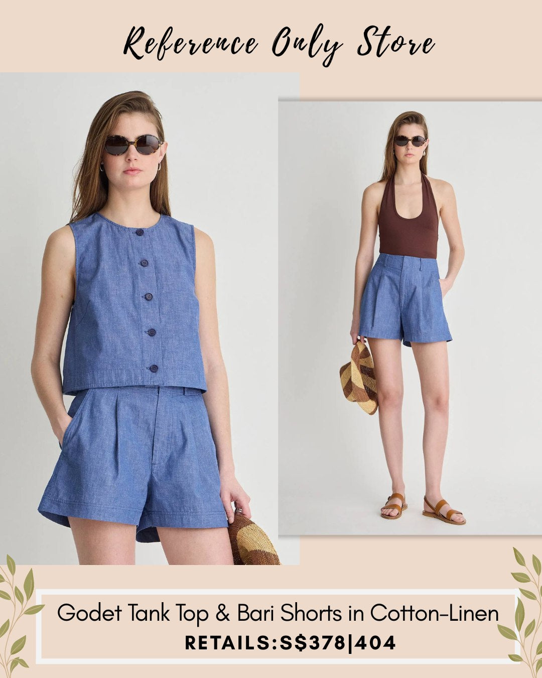 AA Godet tank top and Bari shorts in cotton linen