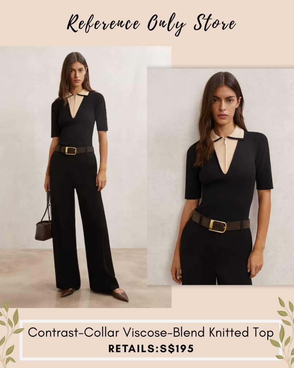 RS Contrast collar viscose blend knitted top