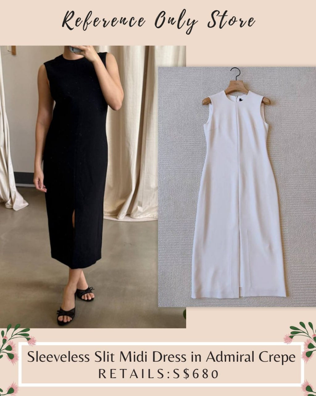TH Sleeveless slit midi dress in admiral crepe