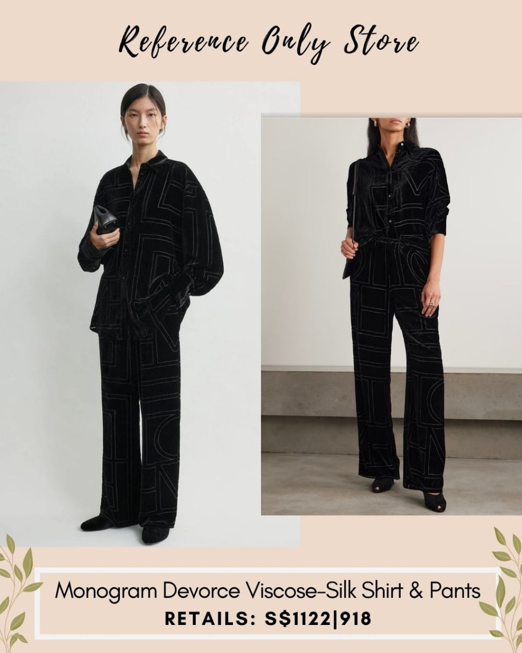 Tot monogram velvet viscose silk shirt and pants