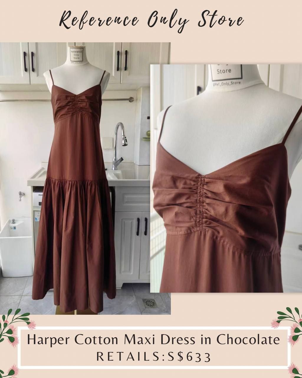 alc Harper cotton maxi dress in chocolate brown