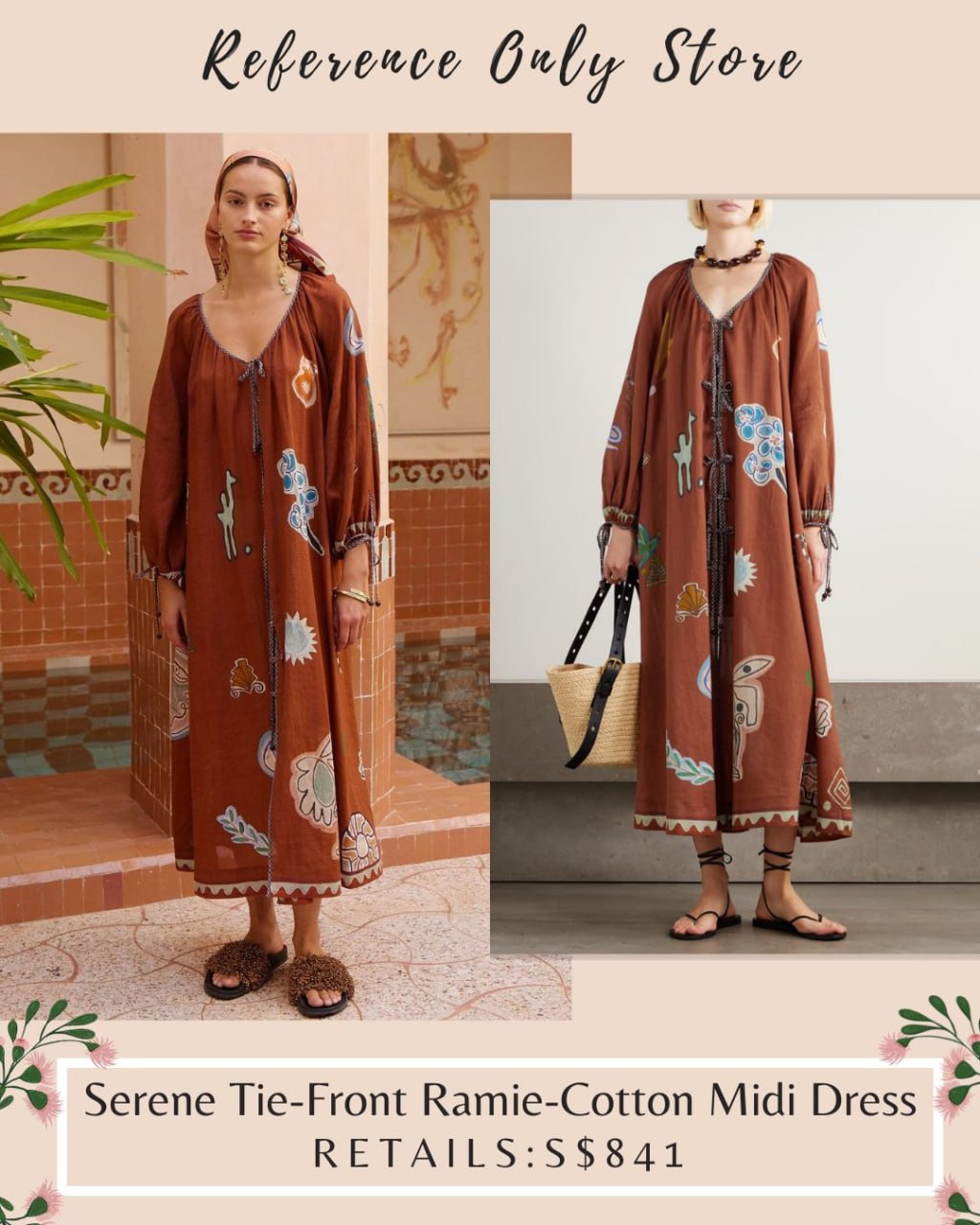 AM Serene Tie Front ramie cotton midi dress