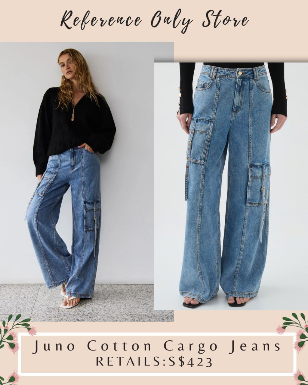 AJ Juno cotton cargo denim jeans