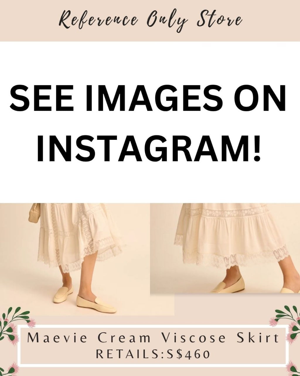 Ref Maevie cream viscose midi skirt