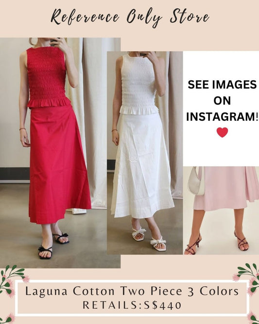 3 colors! Ref Laguna Cotton top and midi skirt set