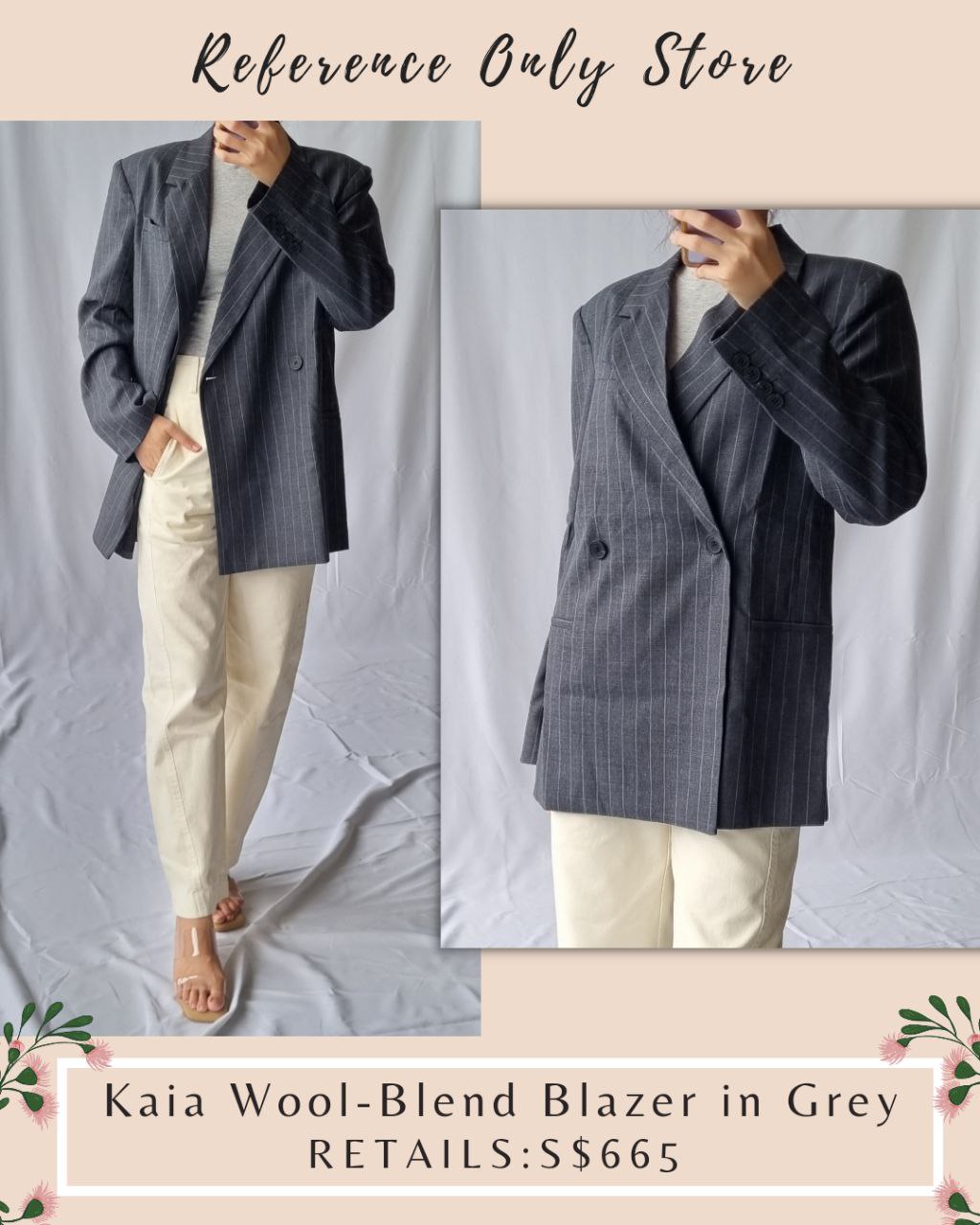 AB Kaia Wool Blend Blazer in Grey