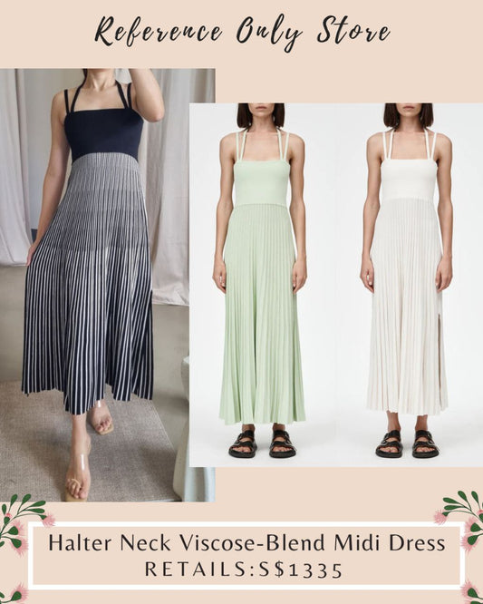 MM Halter neck viscose blend midi dress