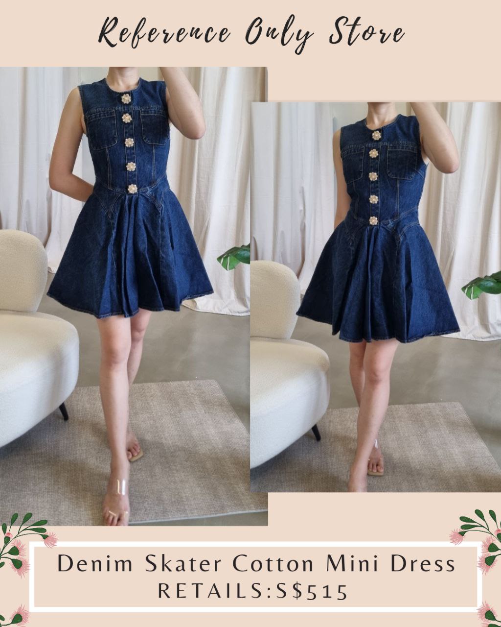 SP Denim Skater Cotton Mini Dress