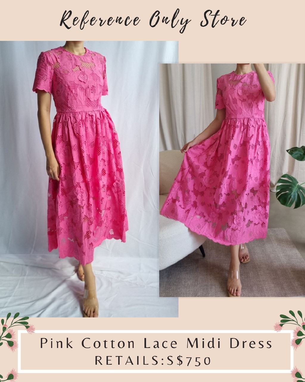 SP Pink Cotton Lace midi dress