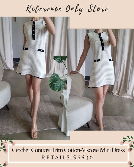 SP Crochet contrast trim cotton viscose blend mini dress