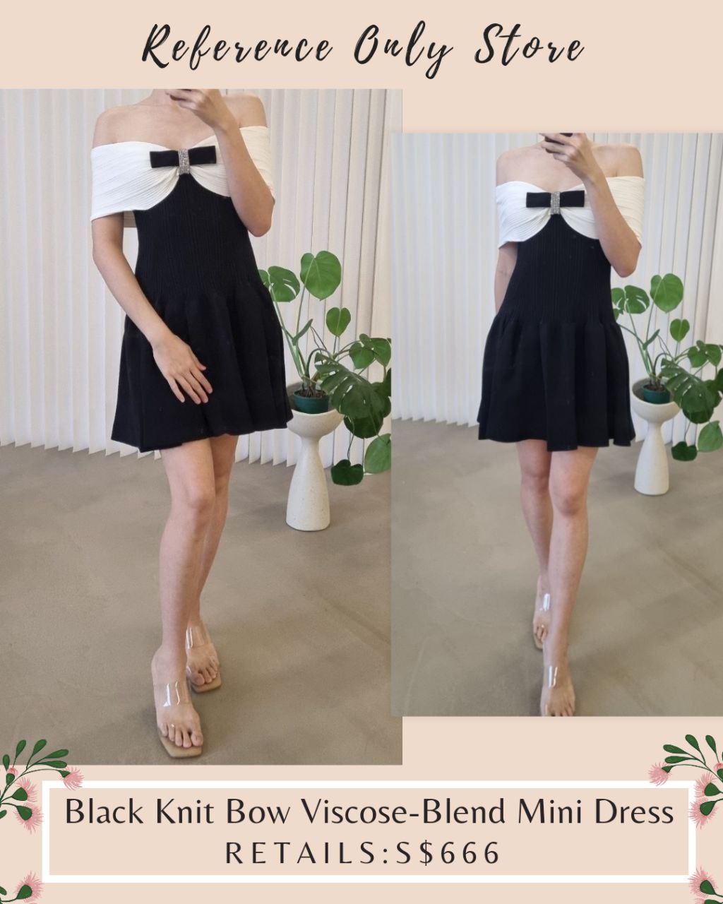 SP Black Bow Knit viscose mini dress