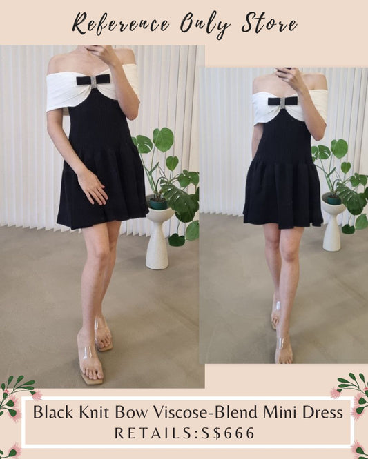 SP Black Bow Knit viscose mini dress