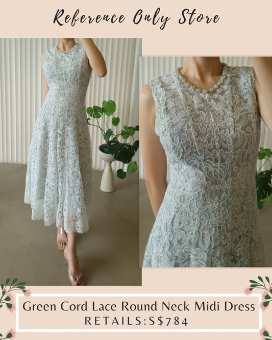 SP Green Cord lace round neck midi dress