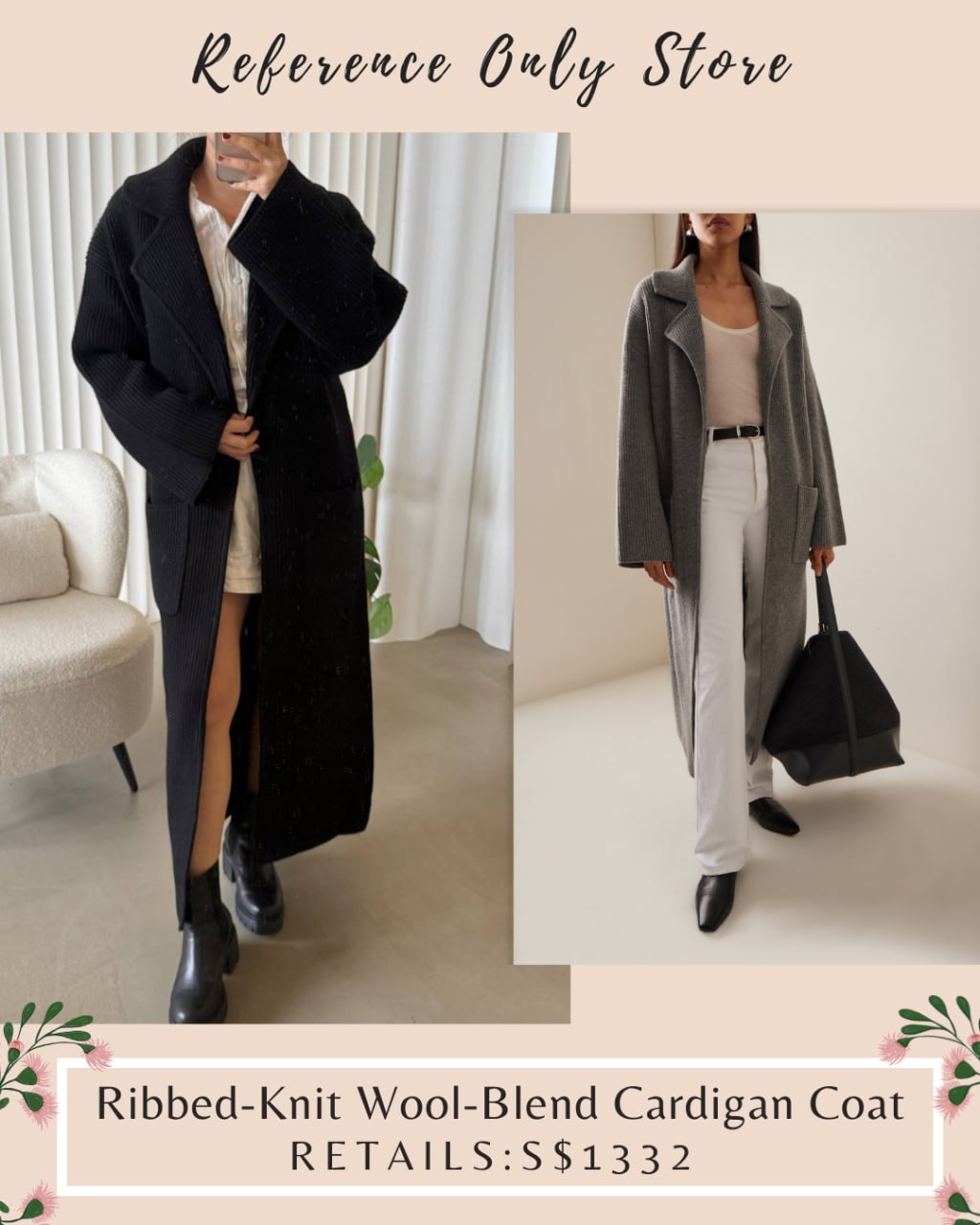 Back in stock! Tot Ribbed Knit Wool blend cardigan coat